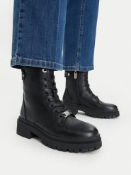 Nine West Trzewiki CEO-HY25751-7 Czarny. Czarne botki damskie Nine West, bez wzorów, ze skóry, bez obcasa, na płaskiej podeszwie, bez zapięcia. Za 279.99 zł.