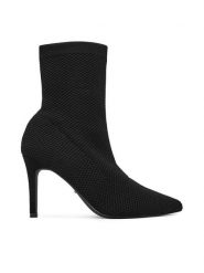 DeeZee Botki AB-1987-2 Czarny. Czarne botki damskie DeeZee, bez wzorów, z materiału, bez obcasa, na szpilce, bez zapięcia. Za 189.99 zł.