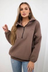 Bluza z kapturem mocca. Bluzy damskie KESI, l, bez wzorów, z bawełny, bez ramiączek, z kapturem. Za 218.51 zł.