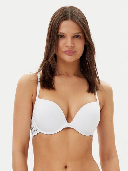 Guess Biustonosz push-up O3RC17 KBBU1 Biały. Białe biustonosze Guess, z aplikacjami, z bawełny. Za 89.99 zł.