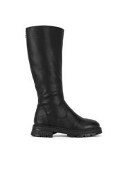 Rieker Kozaki Z9856-00 Czarny. Czarne kozaki damskie Rieker, bez wzorów, ze skóry, bez obcasa, na płaskiej podeszwie, bez zapięcia. Za 367.00 zł.