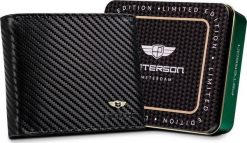 Peterson Poziomy, Skórzany Portfel Męski Carbon !. Portfele męskie Peterson, bez wzorów. Za 188.90 zł.