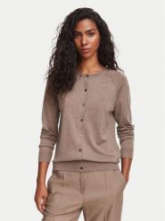 BOSS Kardigan Fonami 50545031 Brązowy jasny Regular Fit. Brązowe kardigany damskie Boss, xl, bez wzorów, z wełny, bez kołnierzyka. Za 899.99 zł.