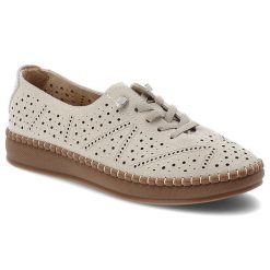 Półbuty damskie Vinceza, cholewka ze skóry naturalnej z perforacją zapewniającą przewiewność lekka podeszwa, beżowe, 79606. Brązowe półbuty damskie VINCEZA, bez wzorów, ze skóry, bez obcasa, na płaskiej podeszwie, bez zapięcia. Za 169.00 zł.