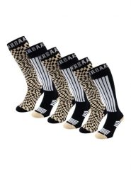 Skarpety narciarskie - Unisex - 6 par - Ciepły piasek. Brązowe skarpetki damskie POEDERBAAS, bez wzorów, z elastanu. Za 242.82 zł.
