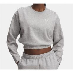Bluza Damska UA Rival Fleece Piped Crew 6007035-011. Szare bluzy damskie Under Armour, bez wzorów, bez ramiączek, bez kaptura. Za 129.99 zł.