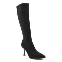 Czarne Wysokie Kozaki S.Barskie Eleganckie Obuwie Damskie Na Szpilce. Czarne kozaki damskie S.BARSKI, z aplikacjami, przed kolano, bez obcasa, na obcasie, bez zapięcia. Za 280.99 zł.