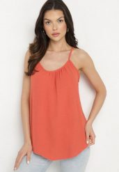 Różowy Klasyczny Top z Bawełną Pumera. Czerwone topy damskie Born2be, l, bez wzorów, z bawełny, eleganckie, bez kołnierzyka, bez ramiączek. Za 29.99 zł.