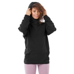 Bluza fitness damska Black Square-W. Czarne bluzy damskie SIROKO, na zimę, m, bez wzorów, z bawełny, bez ramiączek, z kapturem. Za 169.00 zł.