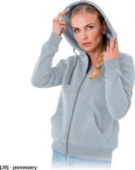 R.E.I.S. MALVA - bluza damska, zapięcie suwak, kaptur ściągany troczki, dwie kieszenie, dół rękawy ściągacz, 100% poliester 220 g/m2 - jasnoszary S. Szare bluzy damskie R.E.I.S., m, bez wzorów, z poliesteru, bez ramiączek, bez kaptura. Za 69.84 zł.