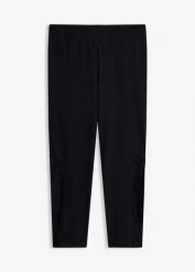 Legginsy 3/4 z koronką. Czarne legginsy damskie bonprix, bez wzorów, z koronki. Za 22.99 zł.