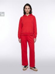 Bluza hoodie oversize z bawełną - czerwony. Czerwone bluzy damskie Sinsay, l, bez wzorów, z bawełny, sportowe, bez ramiączek, bez kaptura. Za 49.99 zł.