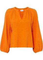 Bluzka muślinowa oversize. Niebieskie bluzki damskie bonprix, bez wzorów, bez kołnierzyka, bez ramiączek. Za 84.99 zł.