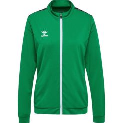 Damska bluza dresowa z poliestru zapinana na zamek Hummel Authentic. Zielone bluzy damskie Hummel, bez wzorów, z dresówki, sportowe, bez ramiączek, bez kaptura. Za 258.00 zł.