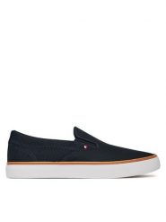 Tommy Hilfiger Tenisówki Th Hi Vulc Core Low Ii Slipon FM0FM05514 Granatowy. Niebieskie trampki męskie Tommy Hilfiger, bez wzorów, z materiału, bez zapięcia. Za 219.99 zł.