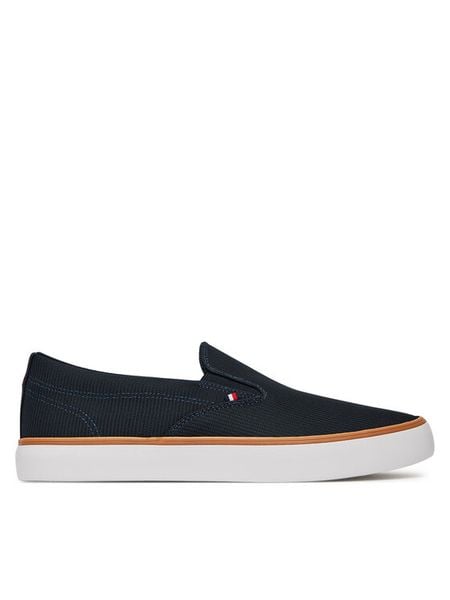 Tommy Hilfiger Tenisówki Th Hi Vulc Core Low Ii Slipon FM0FM05514 Granatowy. Niebieskie trampki męskie Tommy Hilfiger, bez wzorów, z materiału, bez zapięcia. Za 199.99 zł.