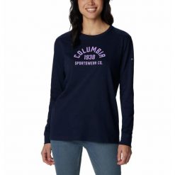 Bluza Turystyczna bez kaptura Damska Columbia North Cascades LS Tee. Niebieskie bluzy damskie Columbia, m, bez wzorów, sportowe, bez ramiączek, bez kaptura. Za 138.99 zł.