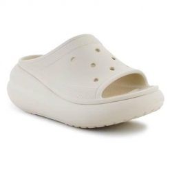 Klapki damskie Crocs Crush Slide Bone Os. Białe klapki damskie Crocs, bez wzorów, z materiału, sportowe, bez obcasa, bez zapięcia. Za 297.00 zł.