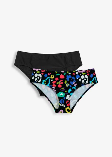 Figi bikini (2 szt.). Czarne bikini bonprix, bez wzorów. Za 25.98 zł.