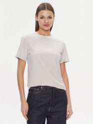 Calvin Klein T-Shirt Metallic Micro Logo T Shirt K20K206967 Beżowy Regular Fit. Brązowe t-shirty damskie Calvin Klein, xs, bez wzorów, z bawełny, bez kołnierzyka, bez ramiączek. Za 129.99 zł.