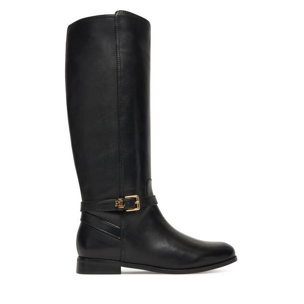 Oficerki LAUREN RALPH LAUREN. Czarne kozaki damskie Lauren Ralph Lauren, bez wzorów, bez obcasa, na płaskiej podeszwie, bez zapięcia. Za 1,289.00 zł.