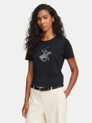 Beverly Hills Polo Club T-Shirt L1608-HR Czarny Regular Fit. Czarne t-shirty damskie Beverly Hills Polo Club, l, bez wzorów, z bawełny, bez kołnierzyka, bez ramiączek. Za 152.99 zł.