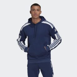 Squadra 21 Sweat Hoodie. Niebieskie bluzy męskie Adidas, l, bez wzorów, bez kaptura, do piłki nożnej. Za 158.08 zł.