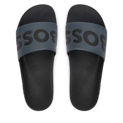 Klapki BOSS. Szare klapki męskie Boss, bez wzorów, bez zapięcia. Za 229.99 zł.