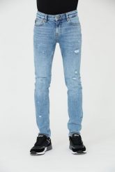 JUST CAVALLI Niebieskie jeansy Super Slim Chain. Niebieskie jeansy męskie Just Cavalli, z jeansu. W wyprzedaży za 599.99 zł.