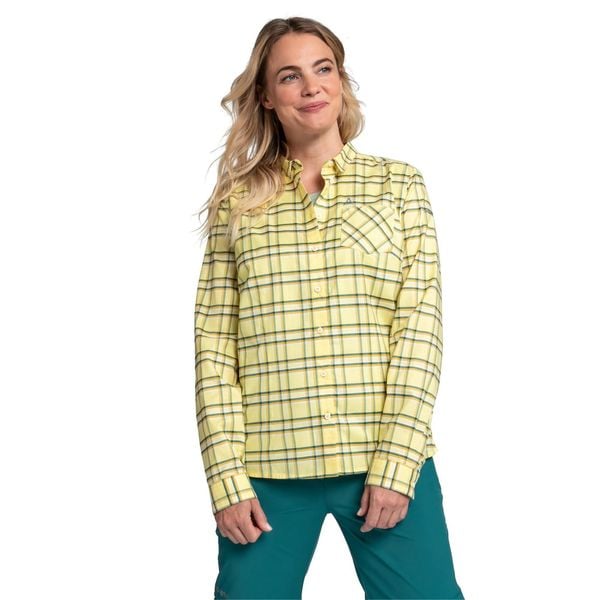 Koszula trekkingowa damska Schöffel Elmoos LG. Żółte koszule damskie Schöffel, bez wzorów, bez kołnierzyka, bez ramiączek. Za 349.99 zł.