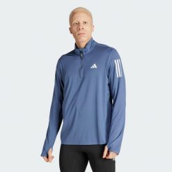 Kurtka Own the Run Half-Zip. Niebieskie kurtki męskie Adidas, xl, bez wzorów, z materiału, sportowe, bez kaptura. Za 129.99 zł.