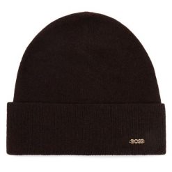Czapka BOSS. Brązowe czapki damskie Boss, na zimę, bez wzorów. Za 299.99 zł.