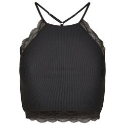 Plon top femme Urban Classic Top. Czarne topy damskie Urban Classics, bez wzorów, bez kołnierzyka, bez ramiączek. Za 142.00 zł.