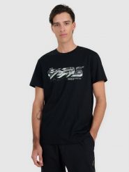 4F T-shirt regular z nadrukiem męski - czarny XXL. Czarne t-shirty męskie 4F, m, bez wzorów, ze skóry, bez kołnierzyka, bez ramiączek. Za 69.99 zł.