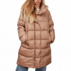 Kurtka GEOX W TAHINA LONG JKT Brązowy. Brązowe kurtki męskie Geox, m, bez wzorów, z tkaniny, bez kaptura. Za 765.99 zł.