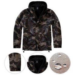 Kurtka turystyczna męska Brandit Frontzip Windbreaker Dark Camo. Czarne kurtki męskie Brandit, m, bez wzorów, z polaru, bez kaptura. Za 293.80 zł.