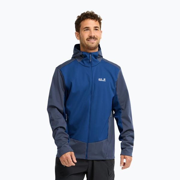 Kurtka softshell męska Jack Wolfskin Skyvail. Niebieskie kurtki męskie Jack Wolfskin, m, bez wzorów, z materiału, bez kaptura, trekkingowe. Za 509.99 zł.