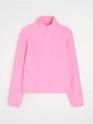 Polarowa bluza half-zip ze stójką - różowy. Czerwone bluzy damskie Sinsay, l, bez wzorów, z polaru, bez ramiączek, bez kaptura. Za 39.99 zł.