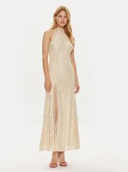 Guess Sukienka wieczorowa W2YK96 K3I20 Beżowy Regular Fit. Brązowe sukienki damskie Guess, xxl, z aplikacjami, z syntetyku, wizytowe, bez kołnierzyka, bez ramiączek. Za 399.99 zł.