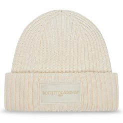 Czapka Tommy Jeans. Białe czapki damskie Tommy Jeans, na zimę, bez wzorów, z jeansu. Za 199.99 zł.