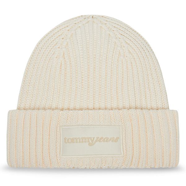 Czapka Tommy Jeans. Białe czapki damskie Tommy Jeans, na zimę, bez wzorów, z jeansu. Za 109.99 zł.
