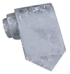 Klasyczny, Szeroki Krawat Męski CHATTIER - Popielaty, Faktura w Kwiaty. Szare krawaty i muchy Chattier, bez wzorów, z tkaniny, eleganckie. Za 49.00 zł.