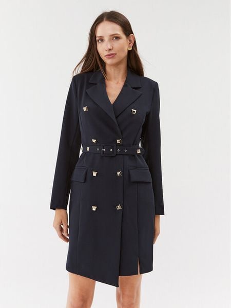 Maryley Sukienka codzienna 23IB372/41MO Granatowy Regular Fit. Niebieskie sukienki damskie Maryley, na co dzień, s, bez wzorów, z syntetyku, bez kołnierzyka, bez ramiączek, proste. Za 429.99 zł.