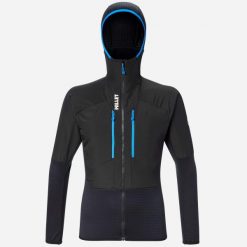 Kurtka trekkingowa męska MILLET Parmelan Hybrid Hoodie M hybrydowa. Czarne kurtki męskie Millet, m, z aplikacjami, z dzianiny, z kapturem. Za 399.00 zł.