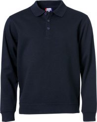 Clique Basic Polo Sweter, materiał antymechacący – dark navy. Niebieskie swetry męskie CLIQUE, l, bez wzorów, z bawełny, bez kołnierzyka, bez ramiączek. Za 159.63 zł.