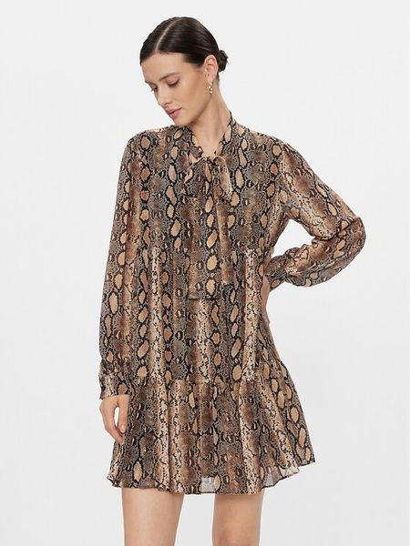 MICHAEL Michael Kors Sukienka koszulowa MH381VIBAY Brązowy Regular Fit. Brązowe sukienki damskie MICHAEL Michael Kors, xs, bez wzorów, z syntetyku, bez kołnierzyka, bez ramiączek, koszulowe. Za 609.99 zł.