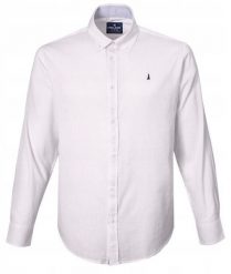 Lekka, Bawełniana Koszula Męska - Pako Jeans - Prosty Krój, Biała. Białe koszule męskie Pako Jeans, na lato, l, bez wzorów, z bawełny, casualowe, bez kołnierzyka, bez ramiączek. Za 189.00 zł.