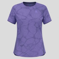 Koszulka damska do biegania ODLO Zeroweight Engineered Chill-Tec. Fioletowe bluzki damskie ODLO, m, bez wzorów, sportowe, bez kołnierzyka, bez ramiączek. Za 299.99 zł.