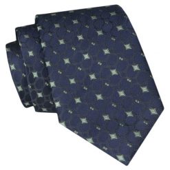 Krawat Angelo di Monti - Granatowy, Wzór Geometryczny. Niebieskie krawaty i muchy Angelo di Monti, bez wzorów, z tkaniny, eleganckie. Za 45.00 zł.