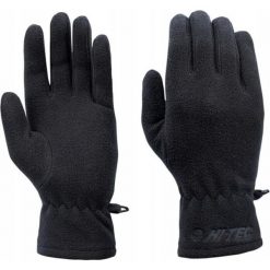 Rękawiczki polarowe dla kobiet Hi-tec Lady salmo. Czarne rękawiczki damskie Hi-tec, bez wzorów, z polaru. W wyprzedaży za 29.99 zł.